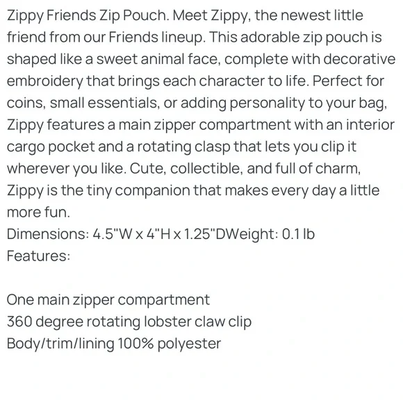 NWT Lug Zippy Friends Pouch-Pig - Picture 3 of 3